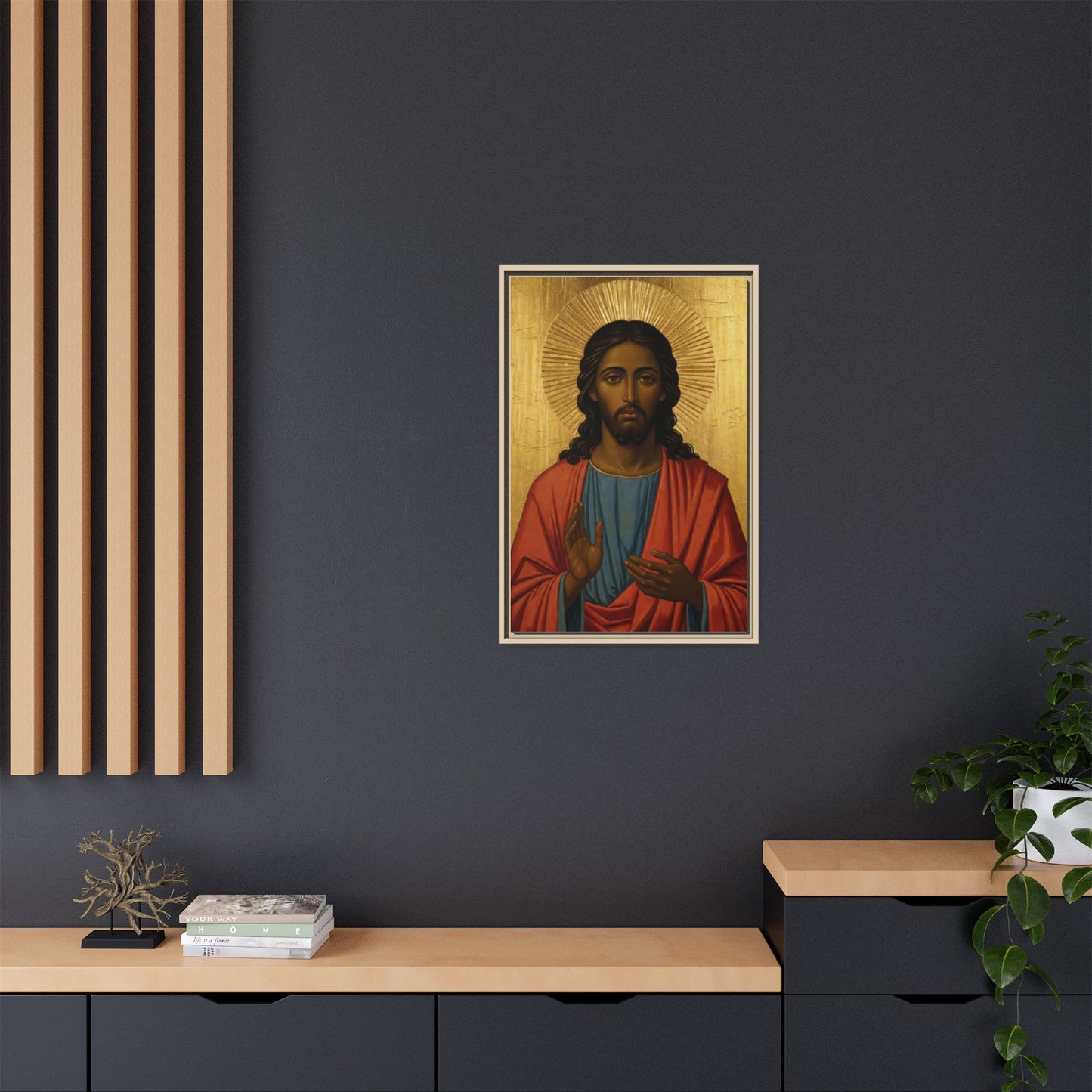 Framed Orthodox Christ Icon Matte Canvas — Religious Wall Art for Home, Church, or Prayer Corner