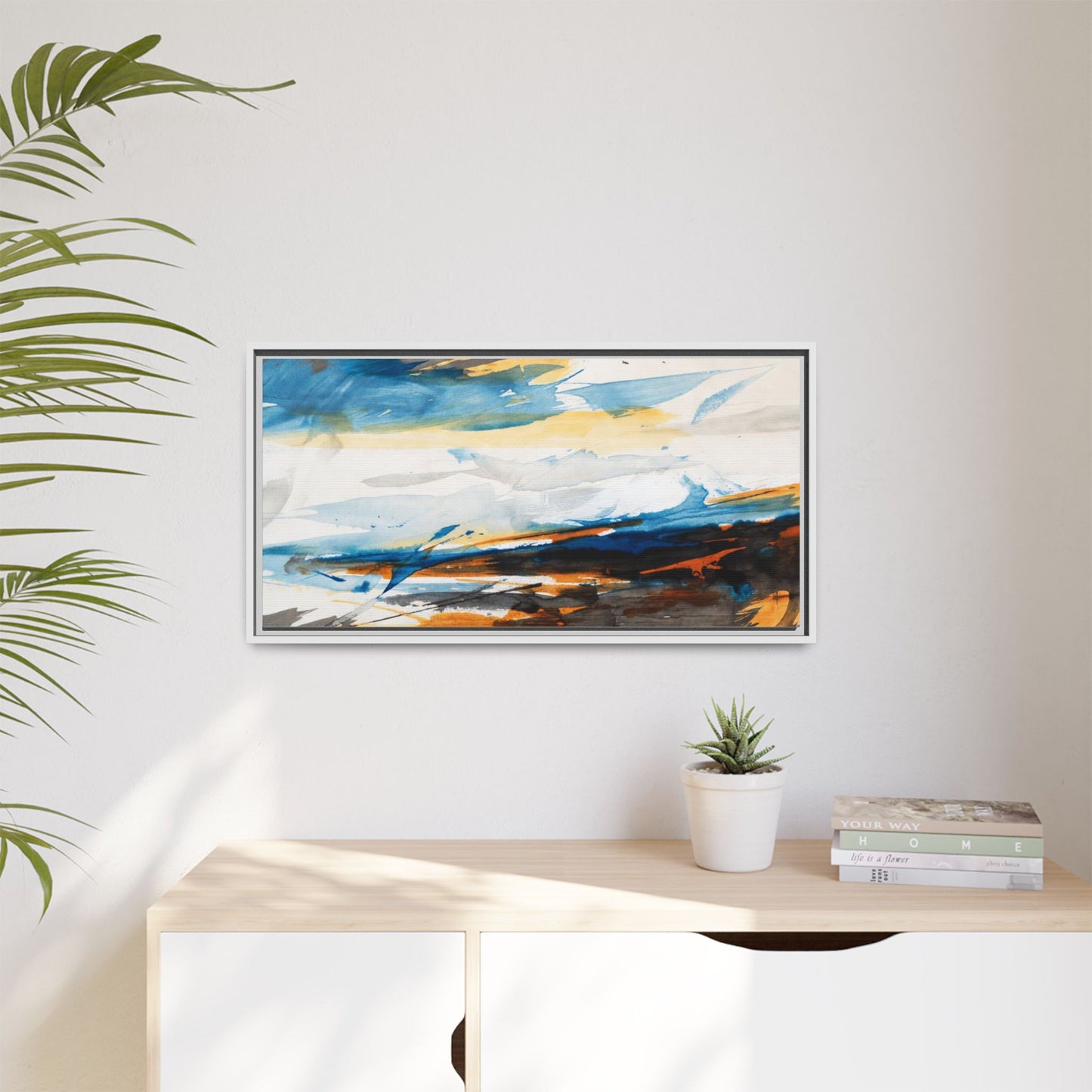 Abstract Coastal Waves Matte Canvas Framed Wall Art