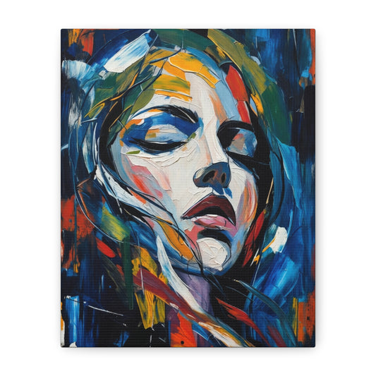 Abstract Colorful Woman Portrait Canvas