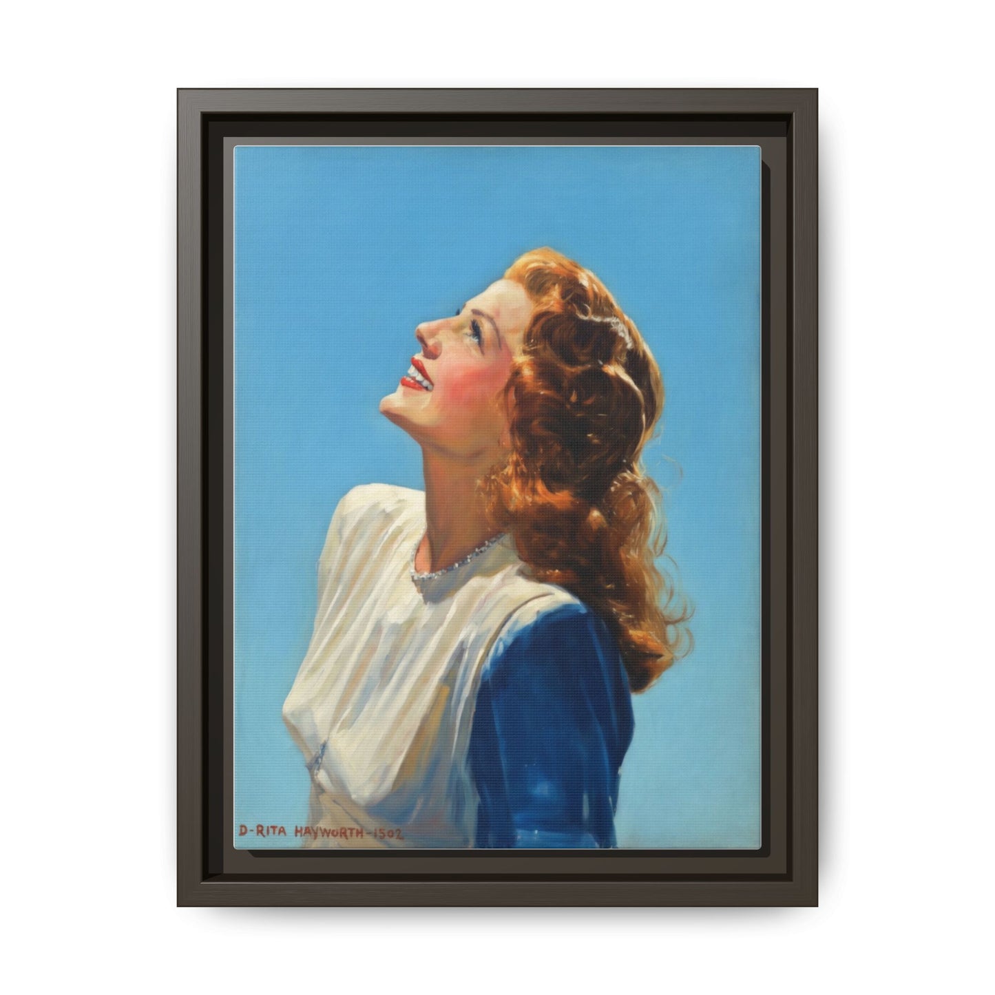 Framed Matte Canvas Wall Art — Vintage Rita Hayworth Portrait