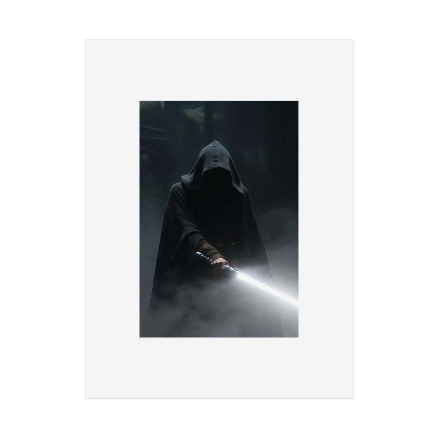 Dark Hooded Warrior Lightsaber Poster — Rolled Sci‑Fi Wall Art
