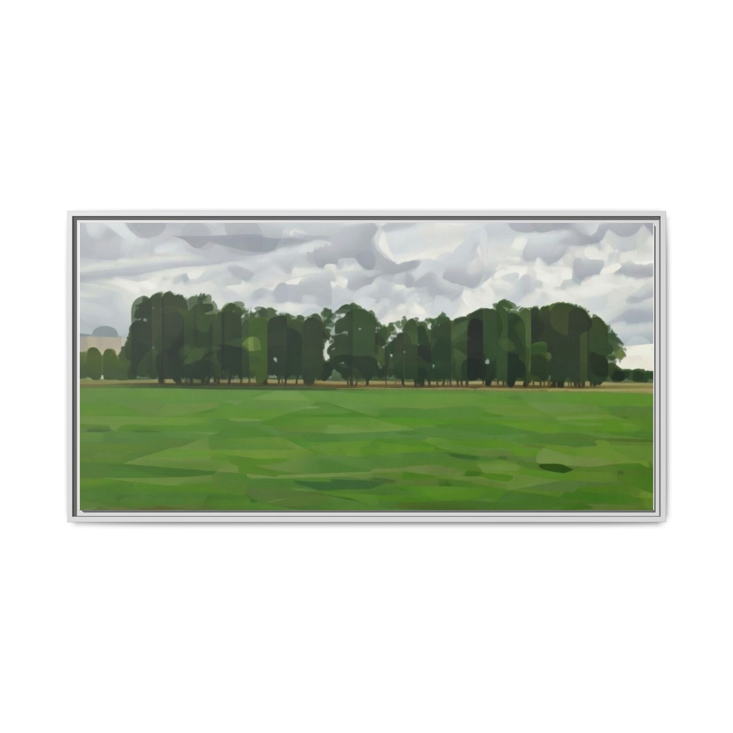 Framed Matte Canvas Print — Minimalist Green Landscape Art