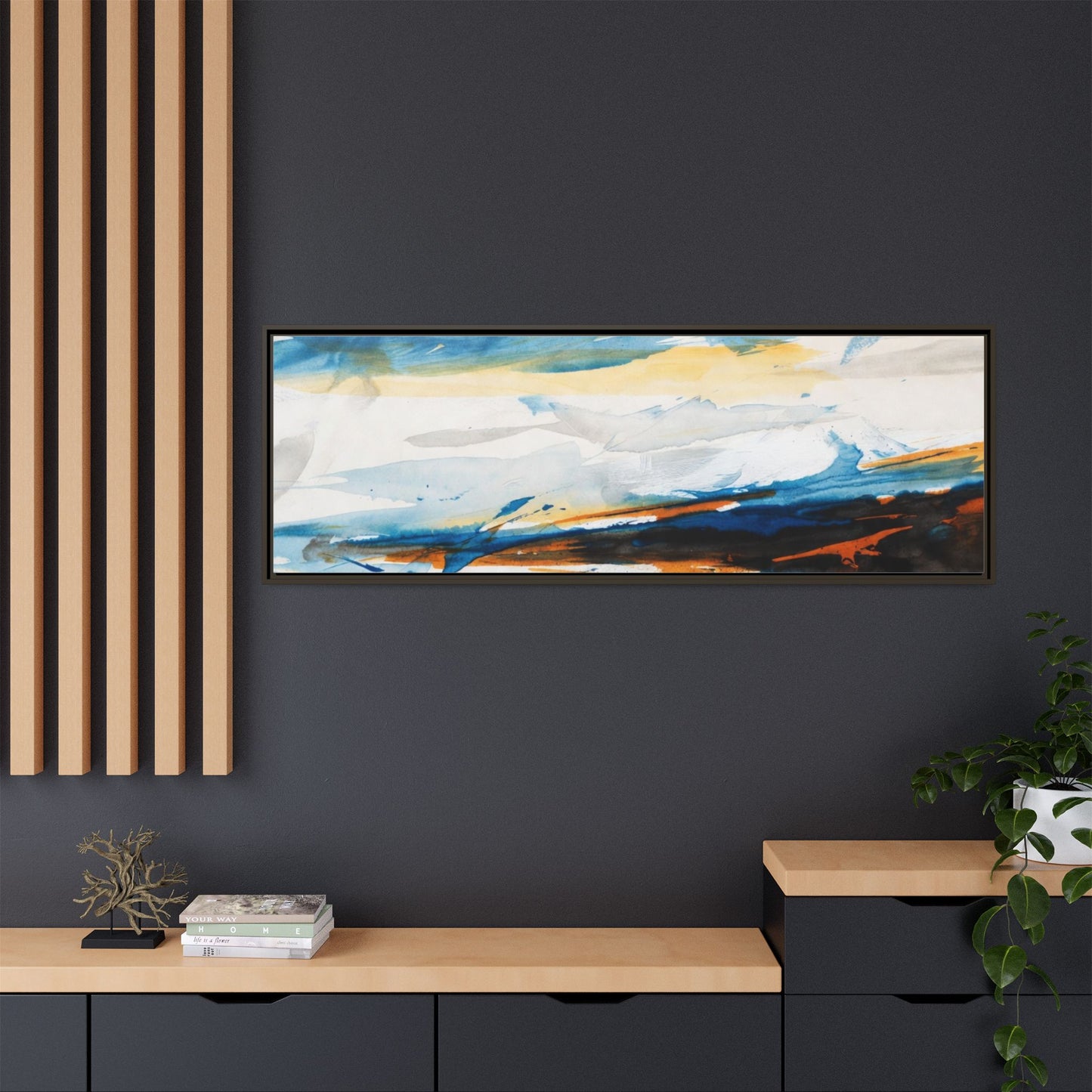 Abstract Coastal Waves Matte Canvas Framed Wall Art