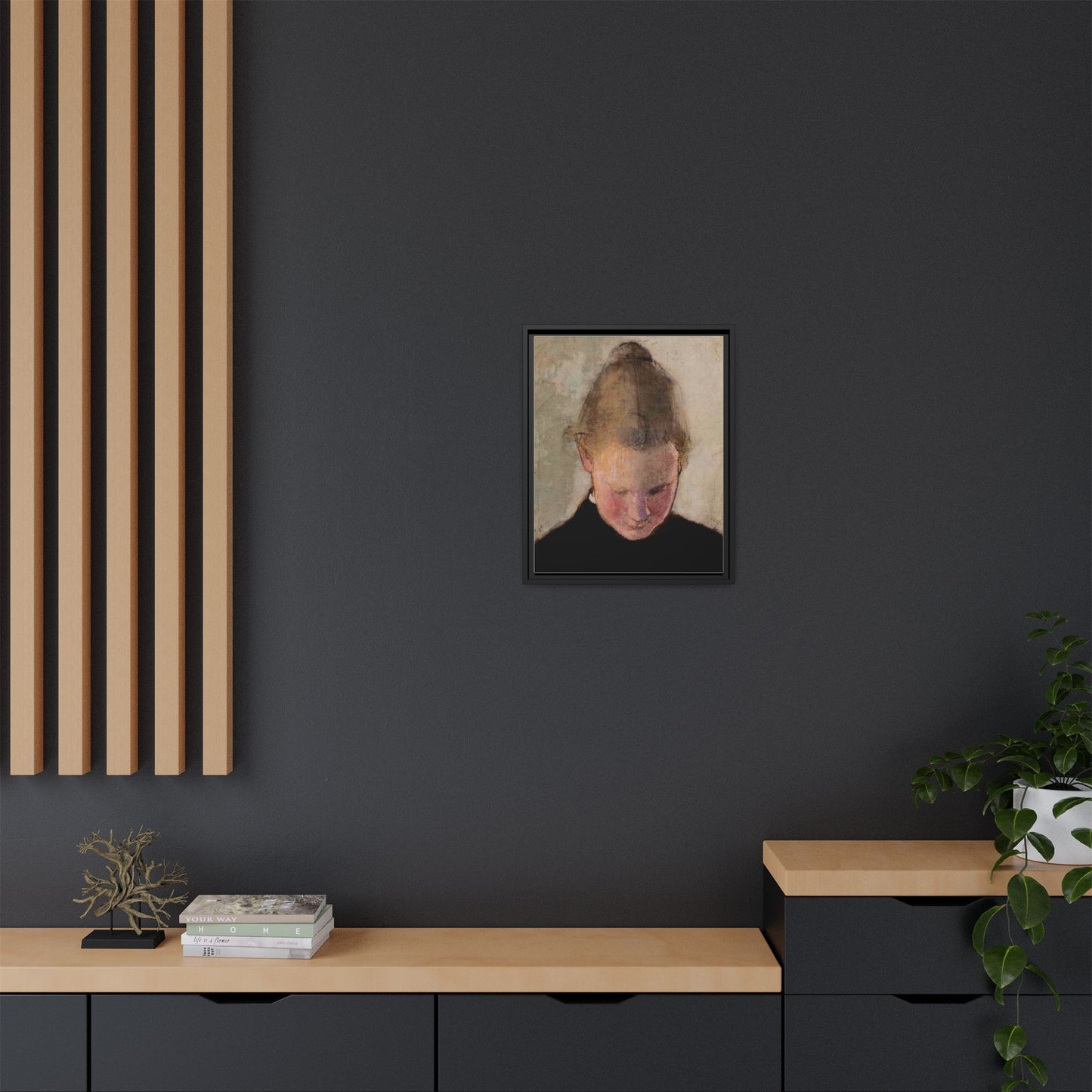 Lukeva tytto by Helena Schjerfbeck Framed Matte Canvas Art Print