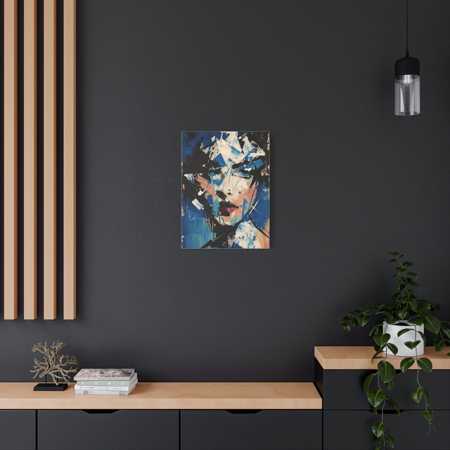Abstract Blue Portrait Canvas Print — Modern Stretched Wall Art