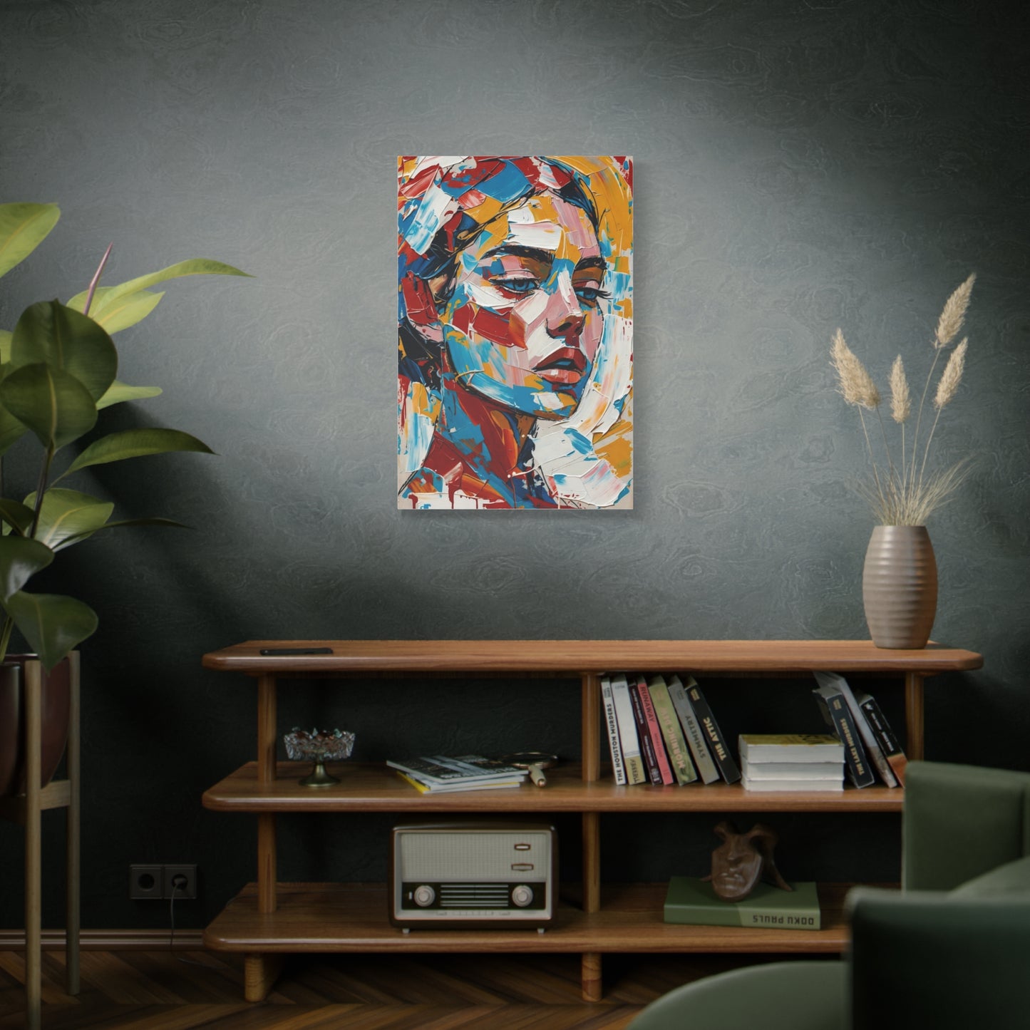 Abstract Colorful Portrait Matte Canvas Print — Modern Stretched Wall Art