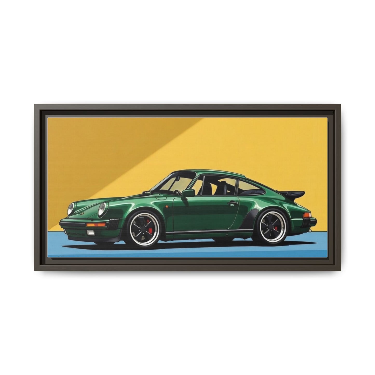Framed Matte Canvas — Green Sports Car Wall Art