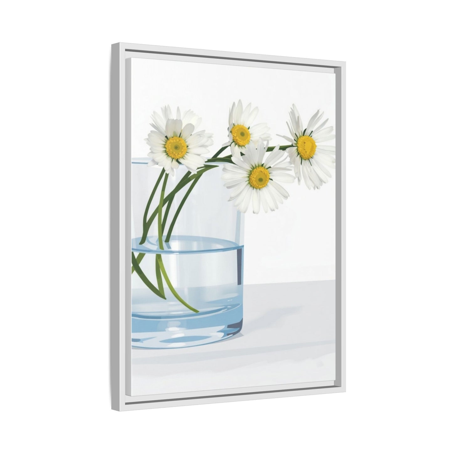 Framed Daisy Canvas Print — Minimal Botanical Wall Art