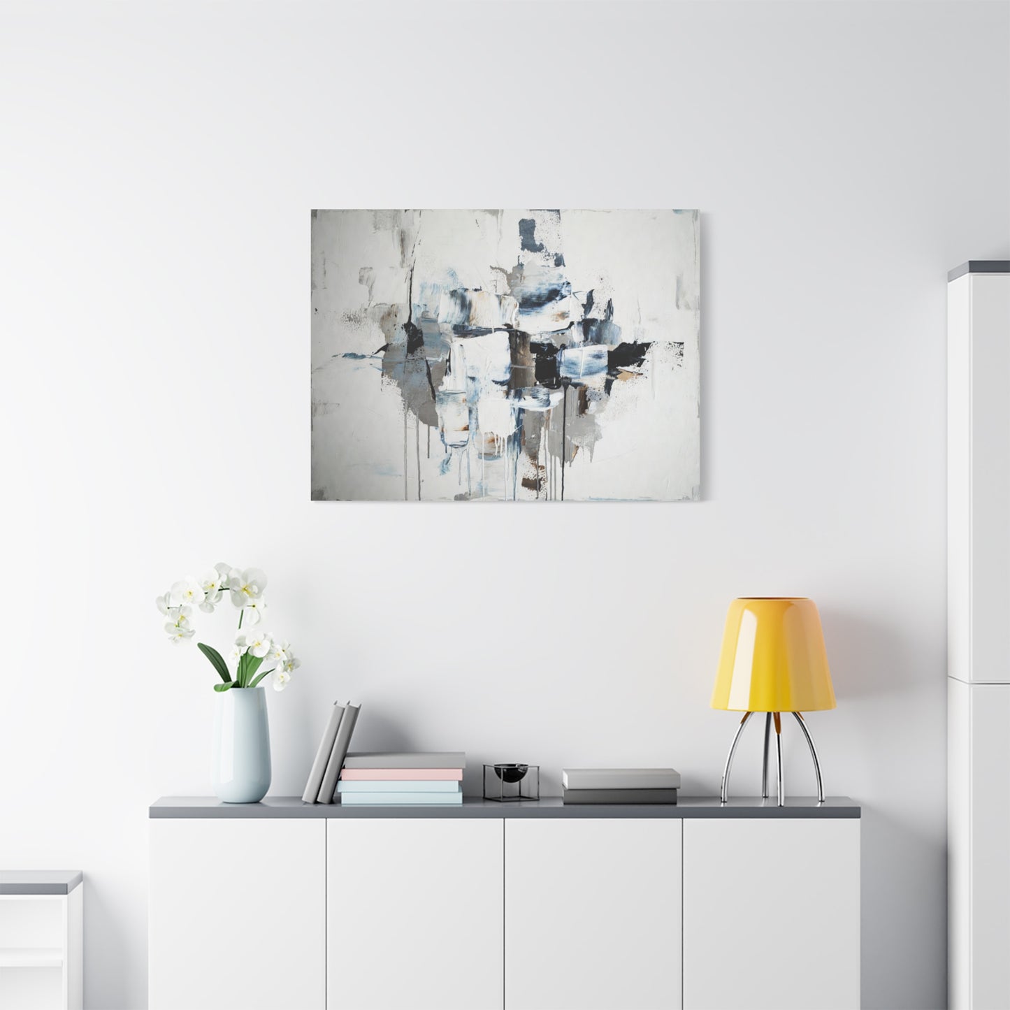 Abstract Blue & Gray Canvas Wall Art — Stretched Matte Canvas