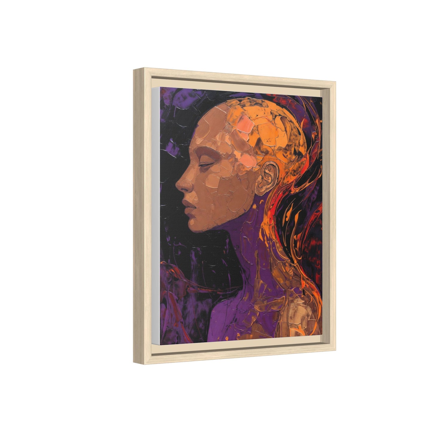 Abstract Profile Portrait Matte Framed Canvas — Multicolor Feminine Art Print