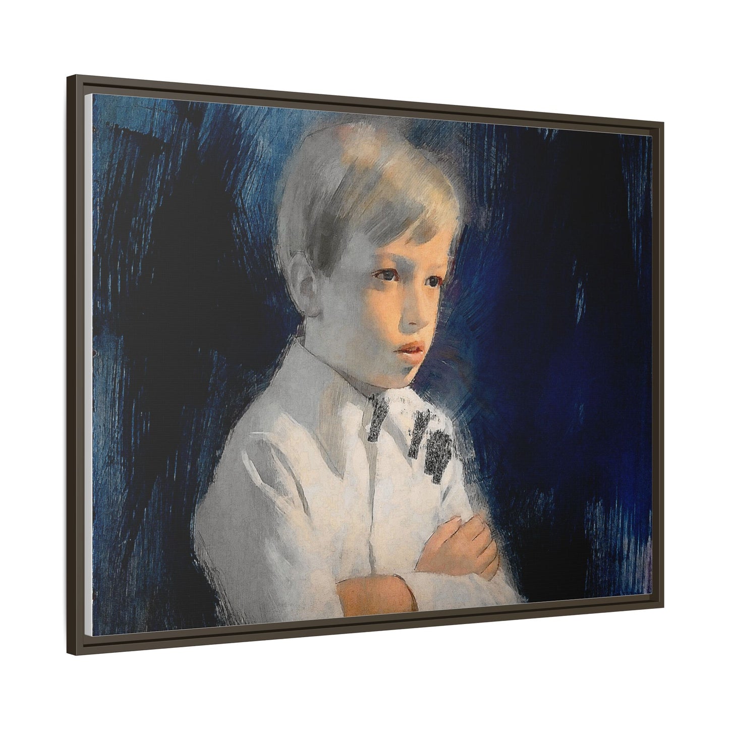 Painting of boy by Unknown Artist Framed Matte Canvas Wall Art Print