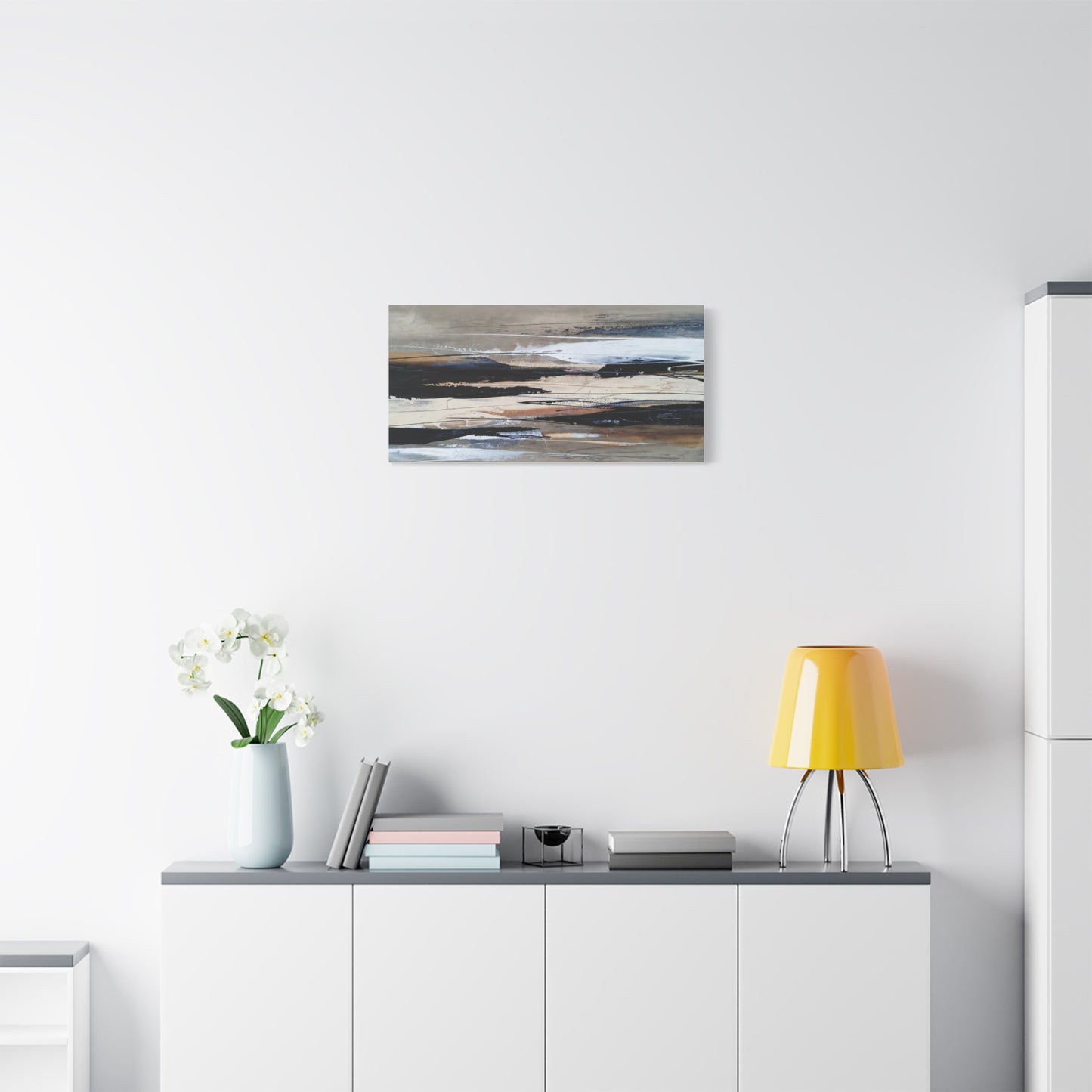 Abstract Coastal Landscape Canvas — Neutral Tones Matte Stretched Wall Art