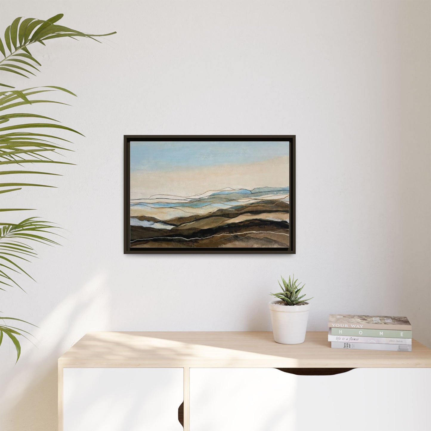 Framed Matte Canvas Print — Abstract Coastal Landscape Wall Art