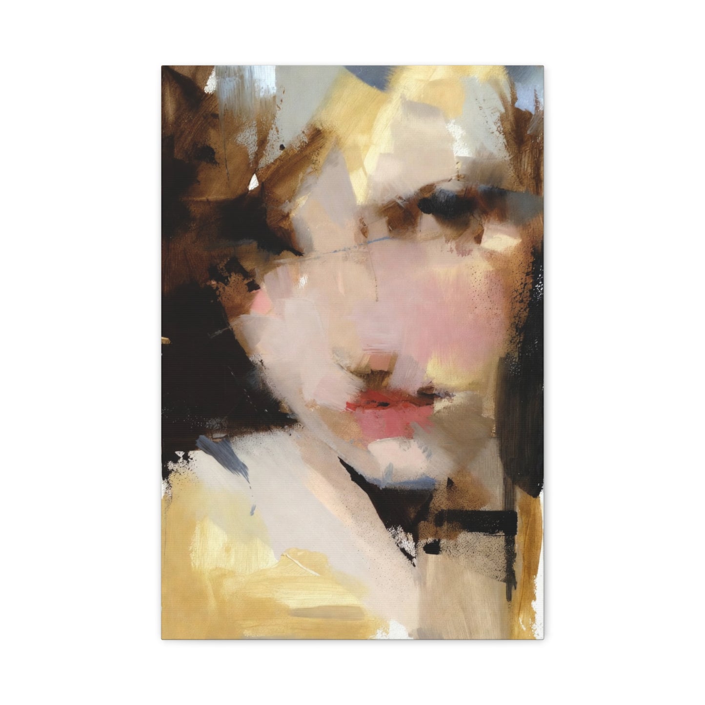 Abstract Portrait Matte Canvas Print — Modern Feminine Wall Art