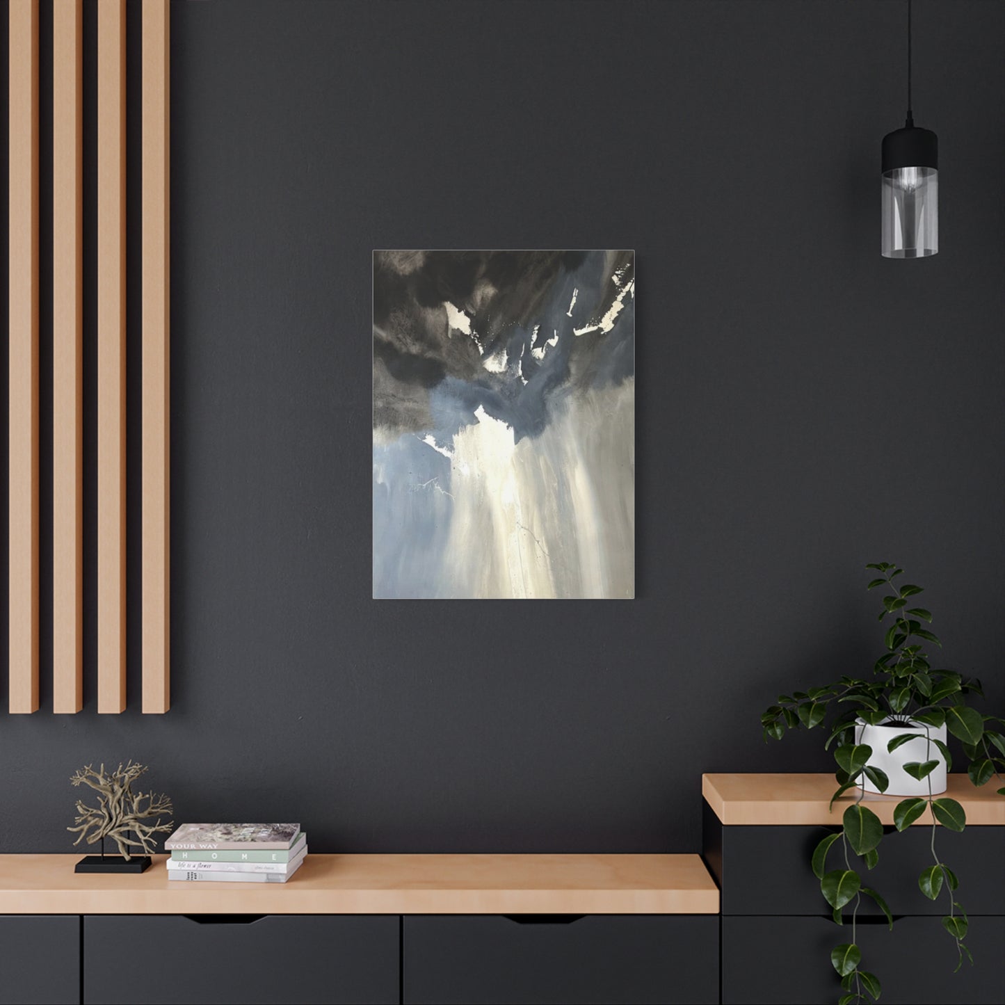 Abstract Storm Canvas Print — Dramatic Blue & Gray Matte Wall Art