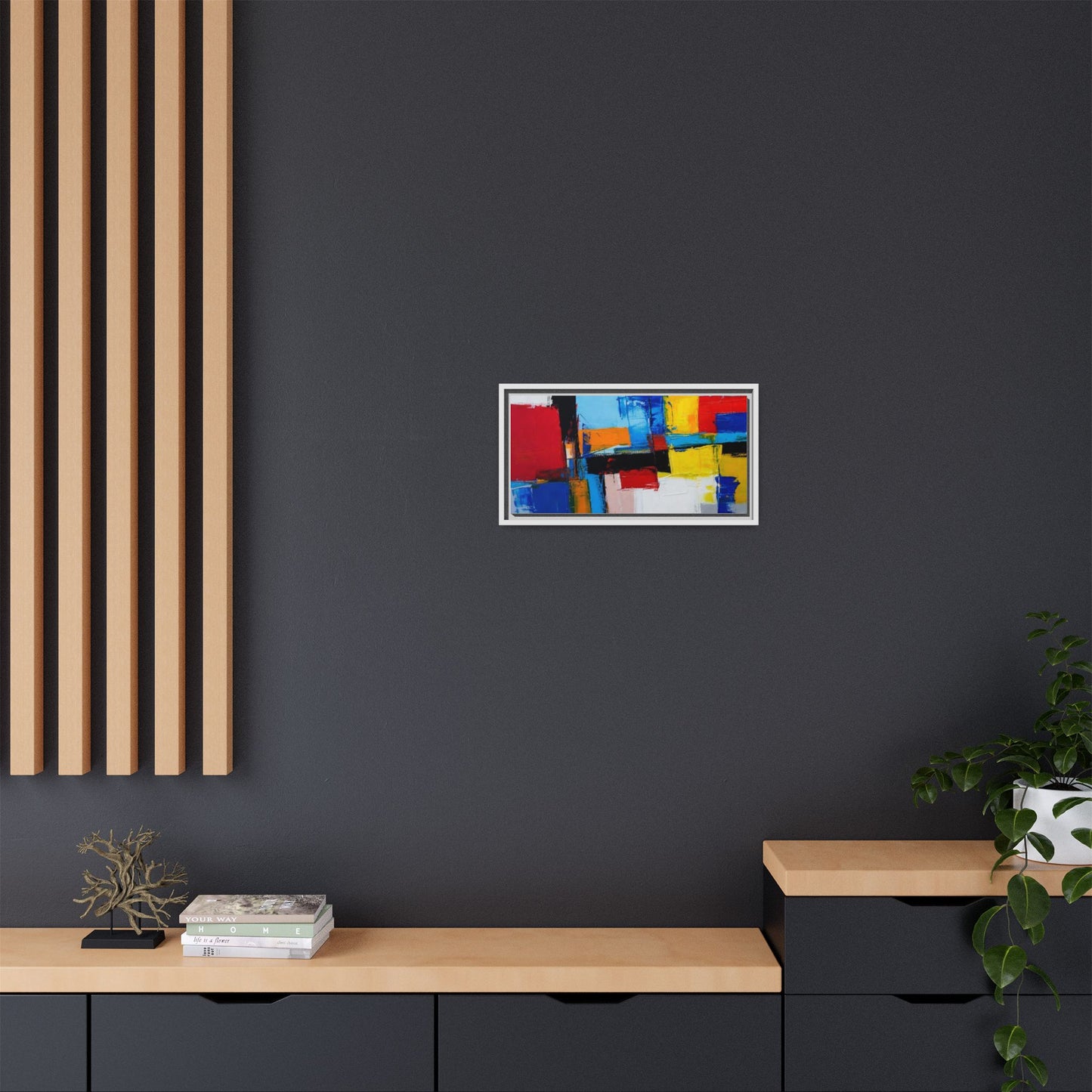 Abstract Color Block Matte Canvas Framed Wall Art