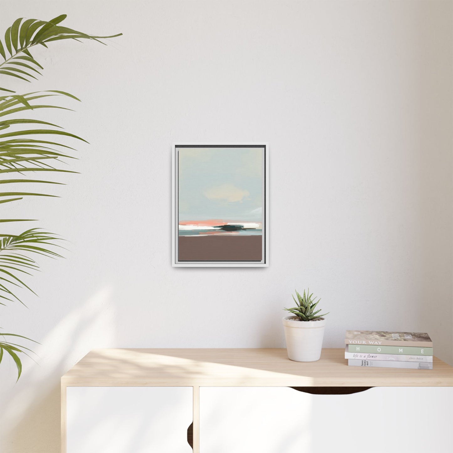 Framed Matte Canvas Print — Soft Coastal Abstract Landscape