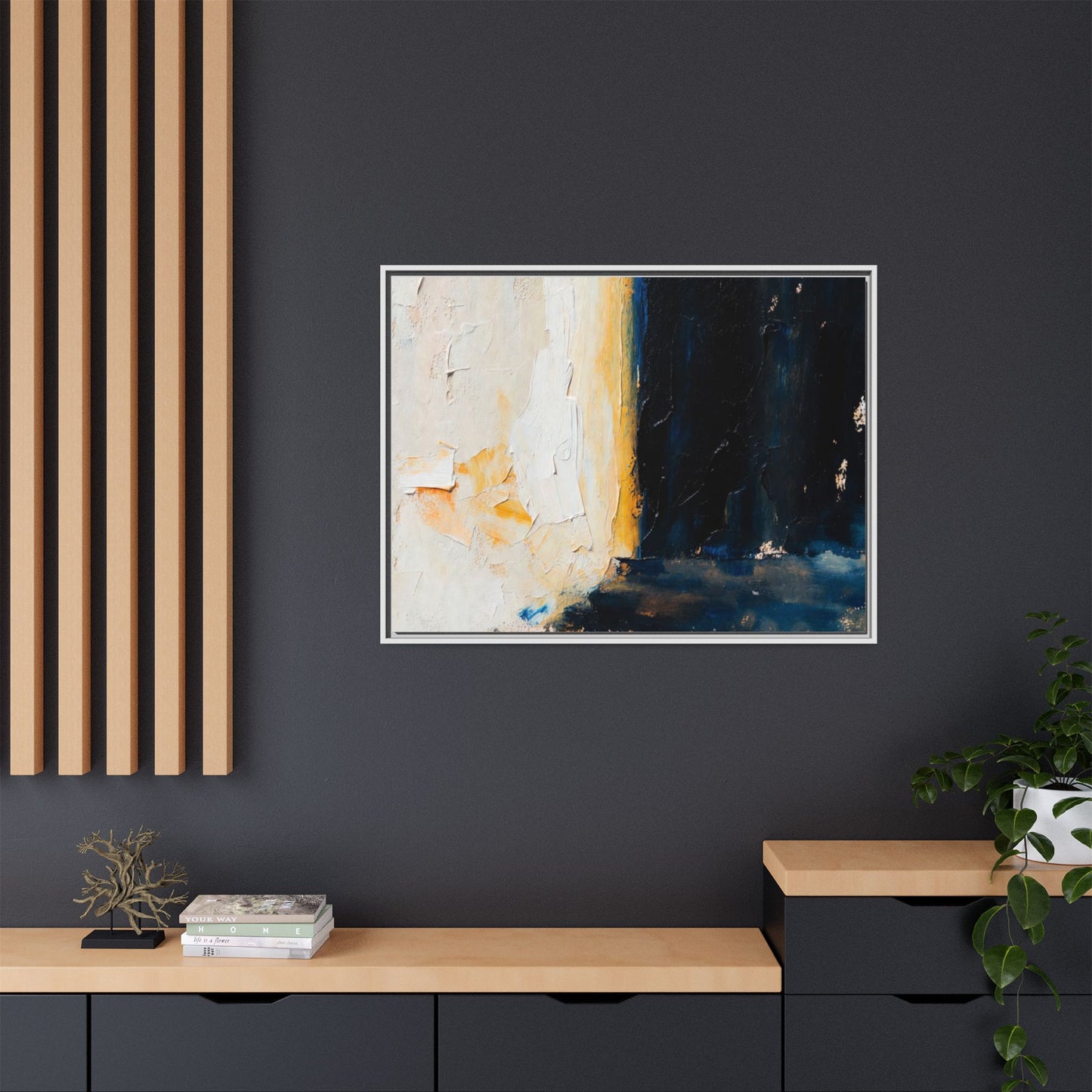 Abstract Coastal Texture Framed Canvas Art — Matte Multi-Color Wall Print