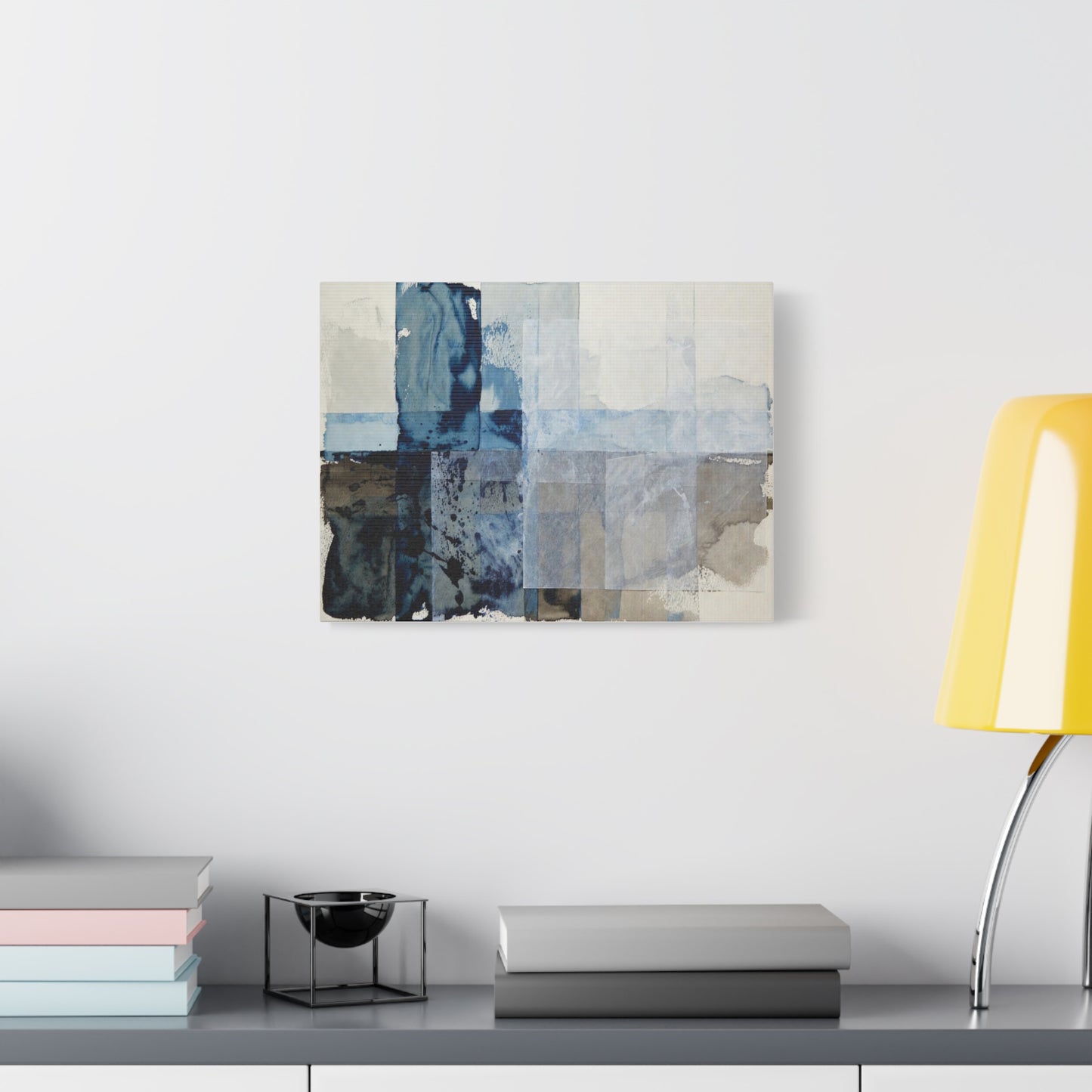 Abstract Blue Geometric Canvas Art — Stretched Matte Wall Decor