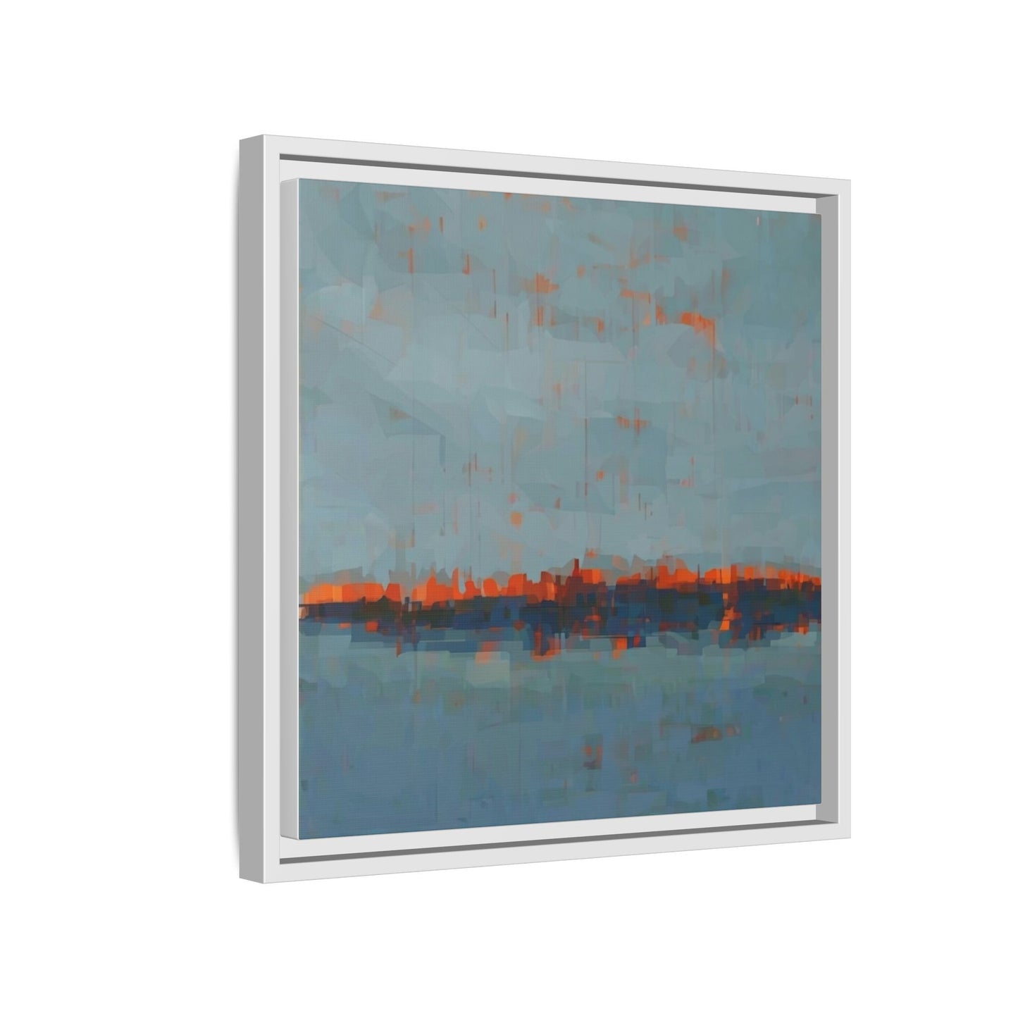 Framed Canvas Art — Teal & Orange Abstract Seascape