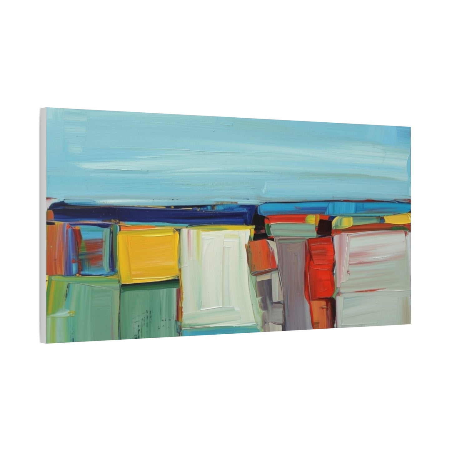 Abstract Coastal Landscape Canvas Print — Colorful Modern Seascape Wall Art