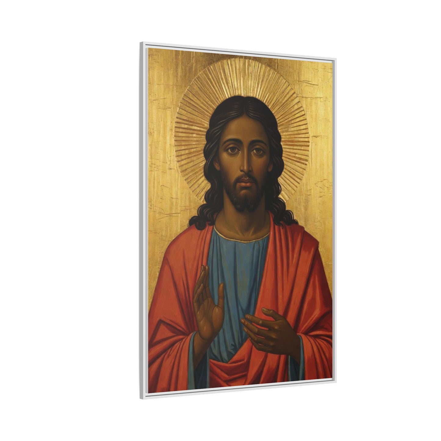 Framed Orthodox Christ Icon Matte Canvas — Religious Wall Art for Home, Church, or Prayer Corner