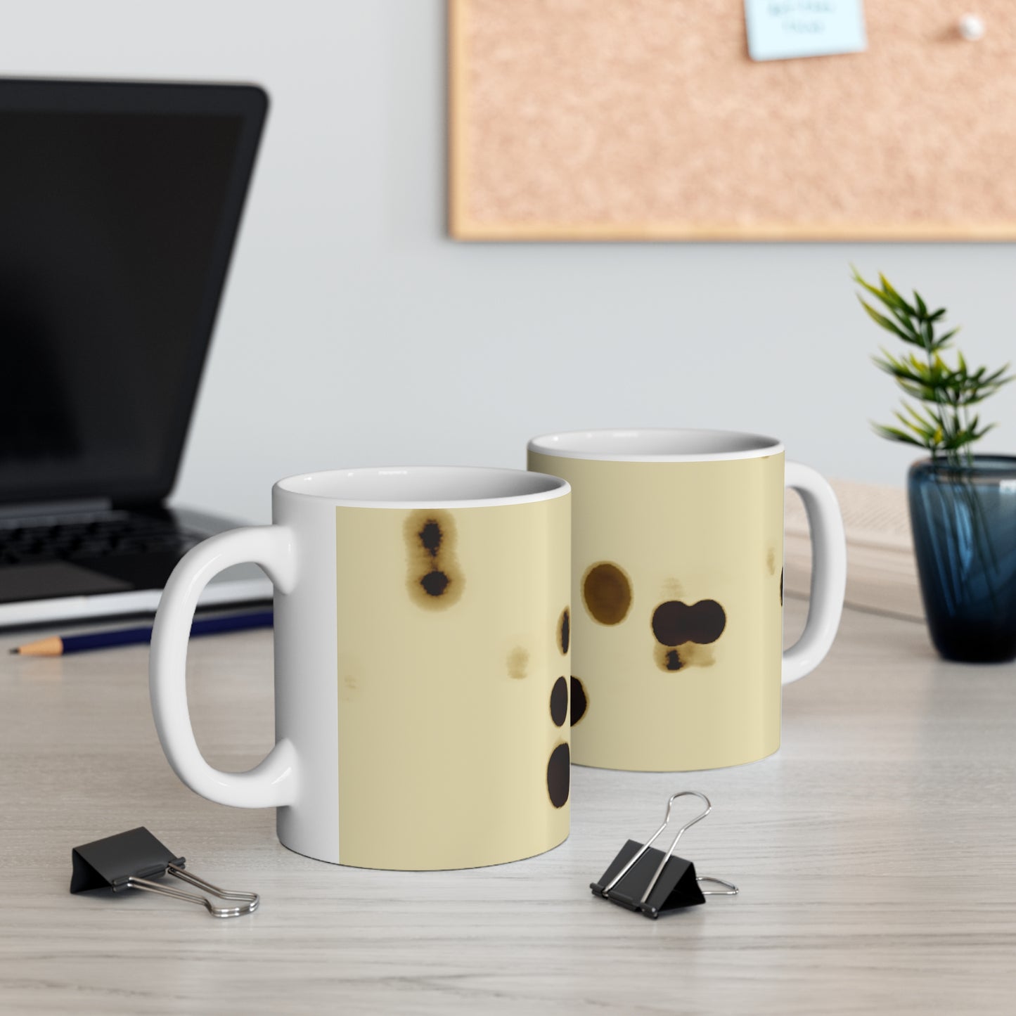 Coffee Stain Pattern Mug — Minimal Brown Splotch Ceramic Coffee Cup