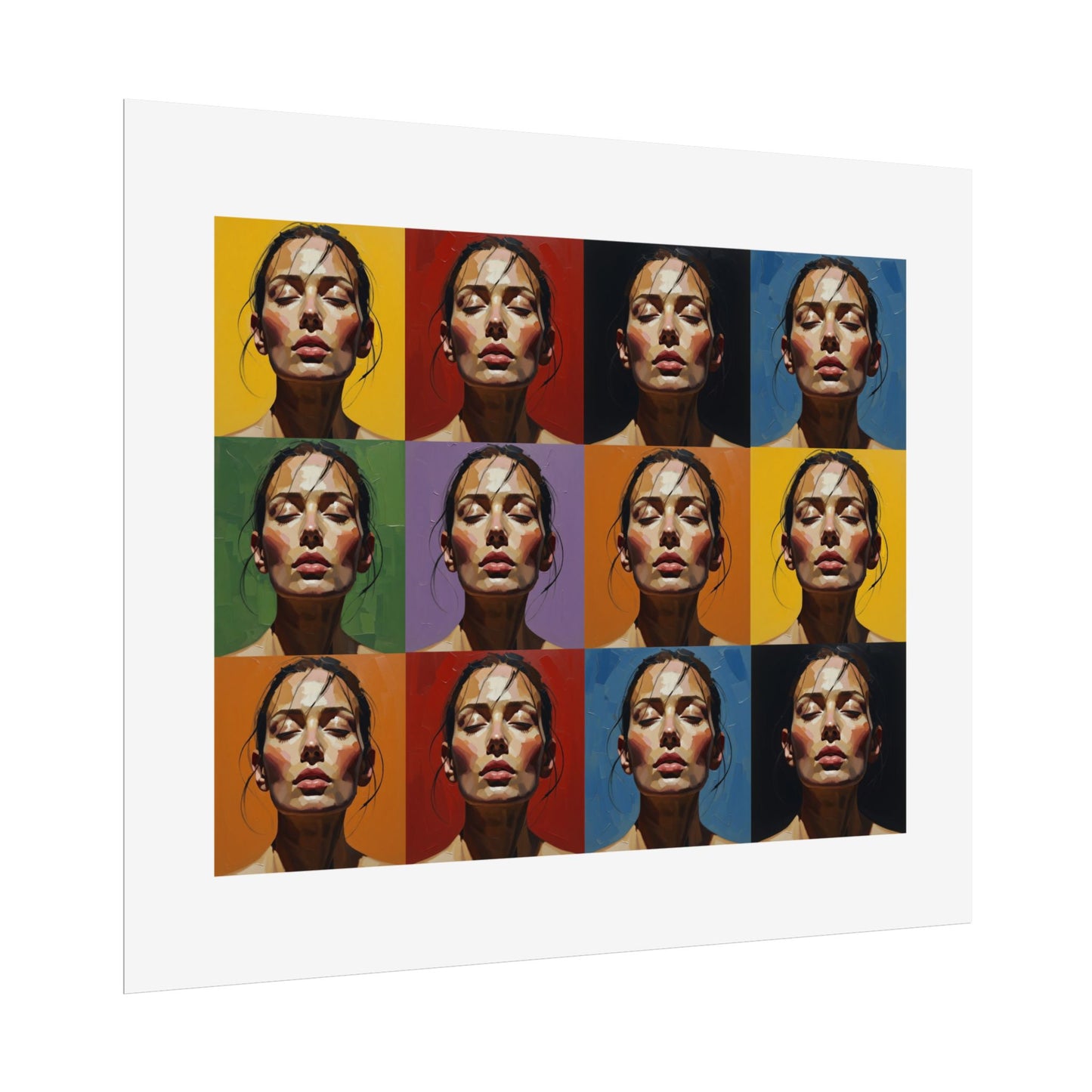 Rolled Poster — Pop Art Portrait Wall Print (Color Grid, 12-Panel)