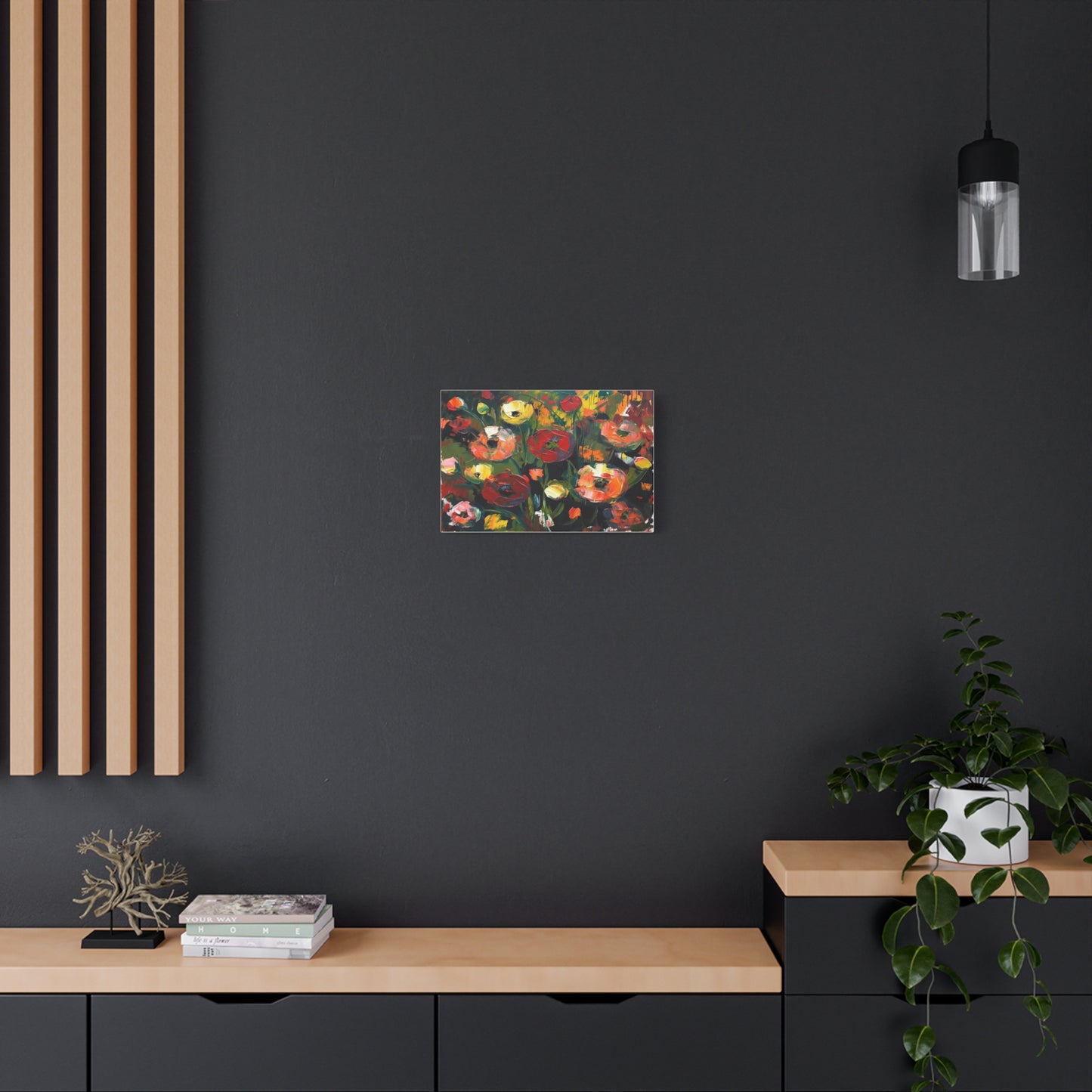Bold Floral Abstract Canvas Print — Colorful Poppy Wall Art, Matte Stretched 1.25"