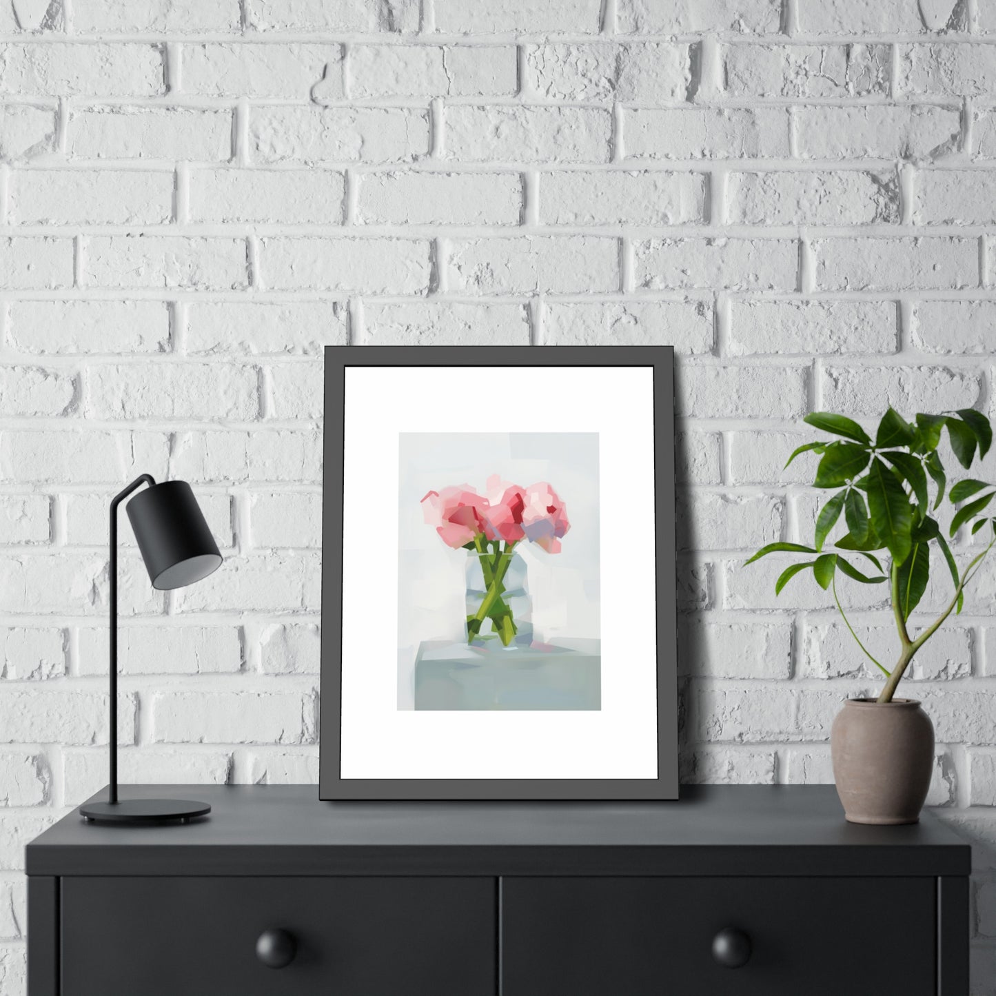 Framed Poster — Pink Floral Still Life Art Print (Modern Minimal)