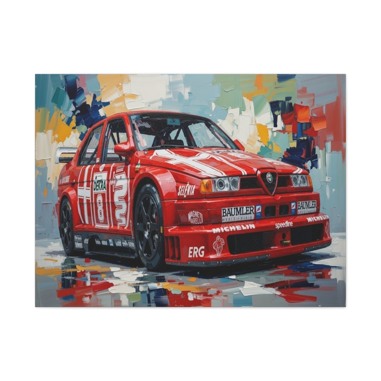 Racing Alfa Romeo Canvas Print — Red Race Car Stretched Wall Art