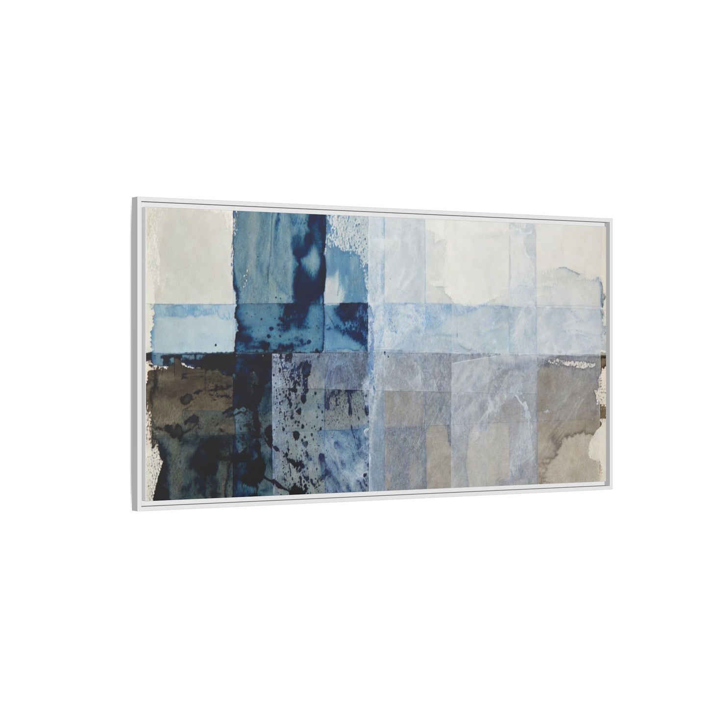 Abstract Coastal Blue Framed Canvas Art