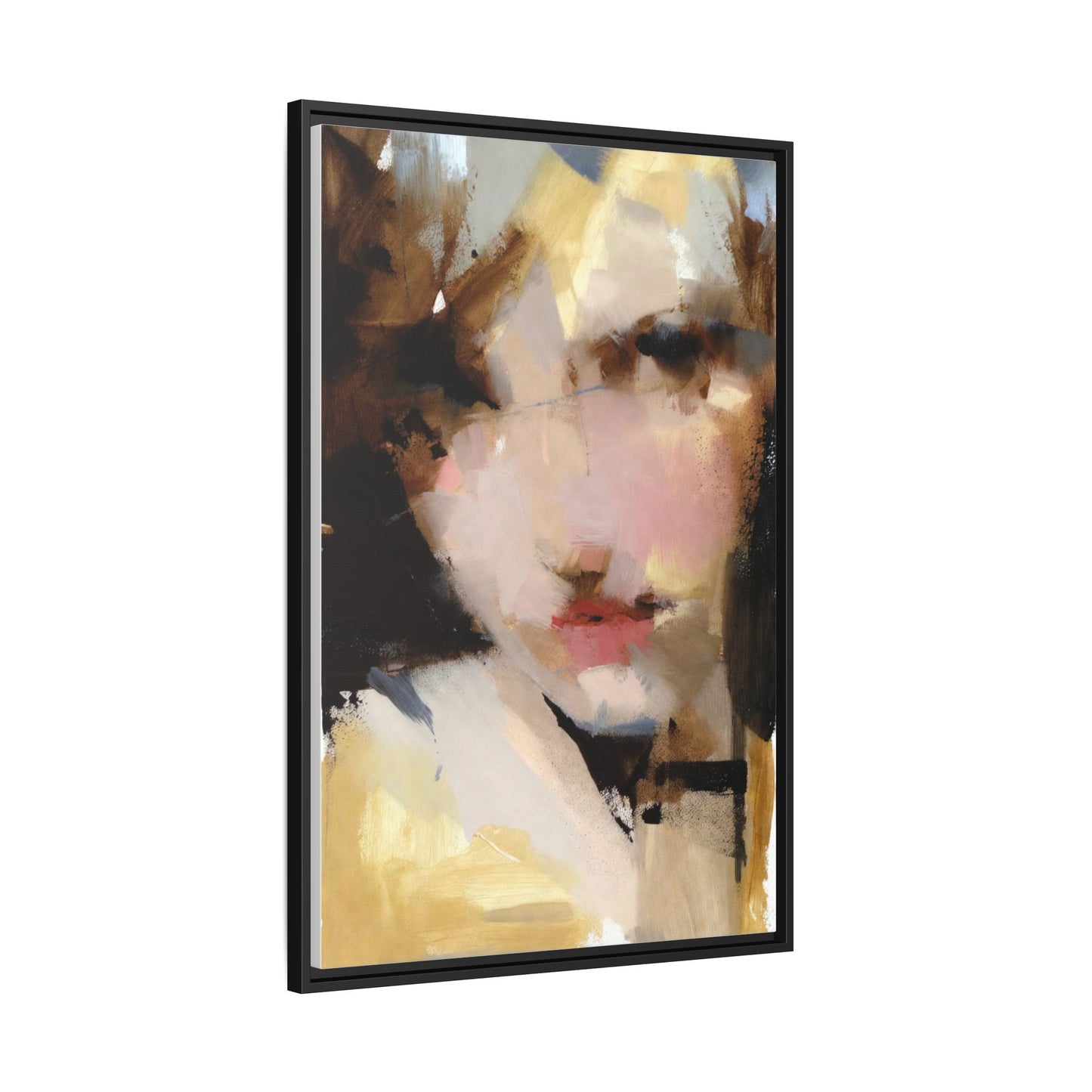 Abstract Portrait Matte Canvas Framed Print — Modern Feminine Wall Art