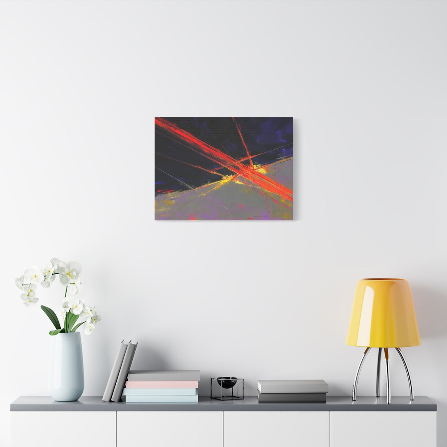 Abstract Red Streaks Matte Canvas Print — Modern Geometric Wall Art