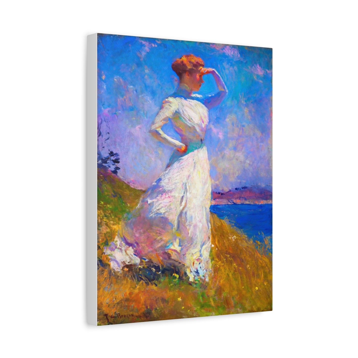 Impressionist Coastal Lady Matte Canvas Print — Stretched 1.25"