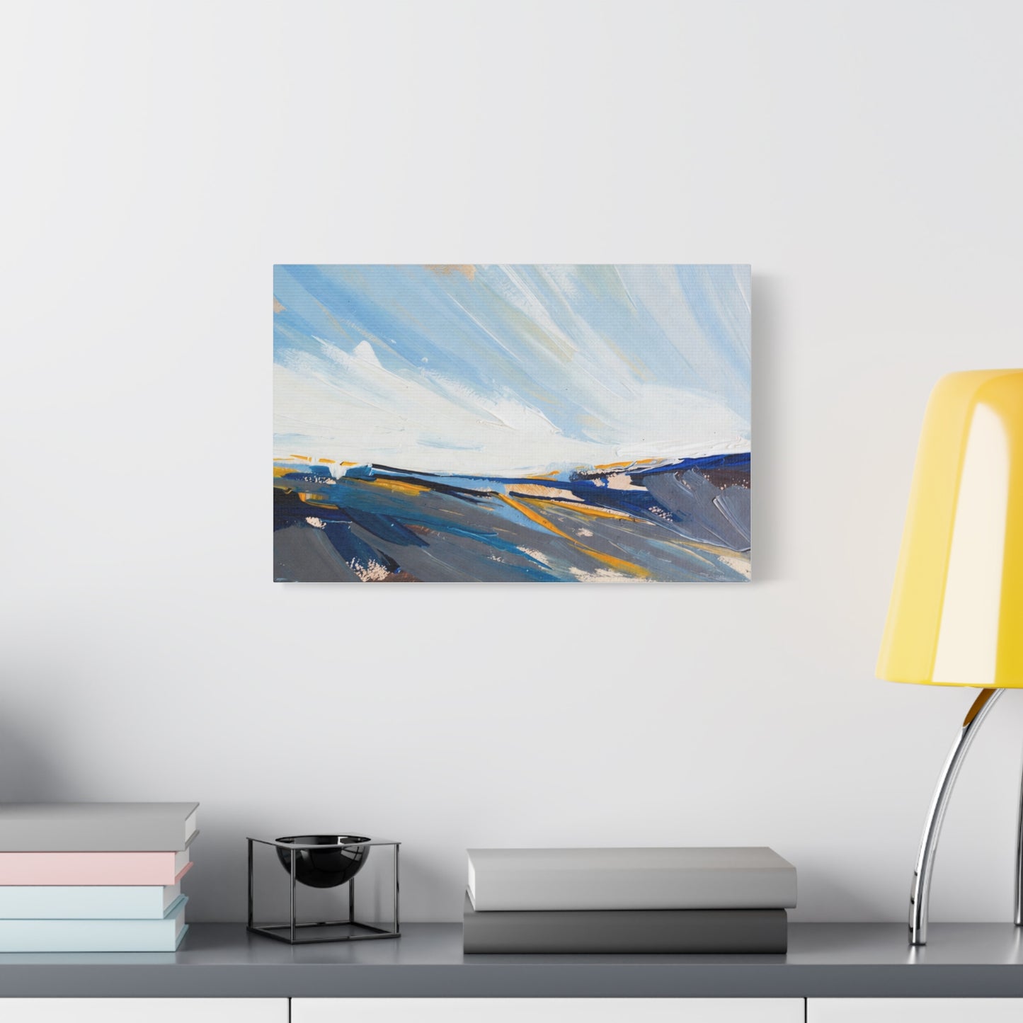 Abstract Coastal Landscape Canvas Print — Blue Sky Seascape Wall Art