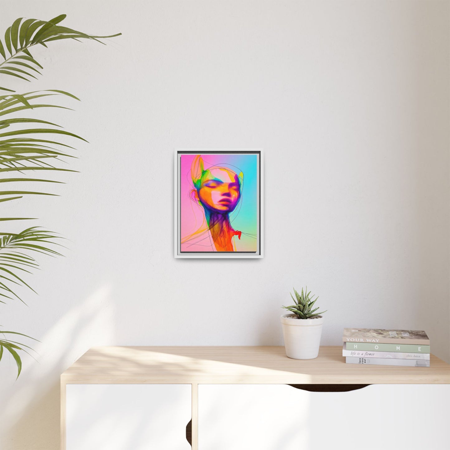 Framed Matte Canvas Art — Vibrant Abstract Portrait Wall Print