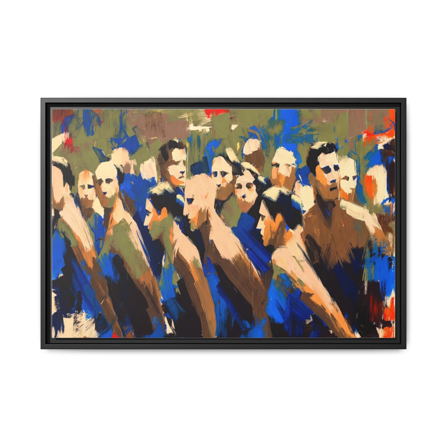 Abstract Crowd Matte Canvas Print — Framed Multi-Color Wall Art