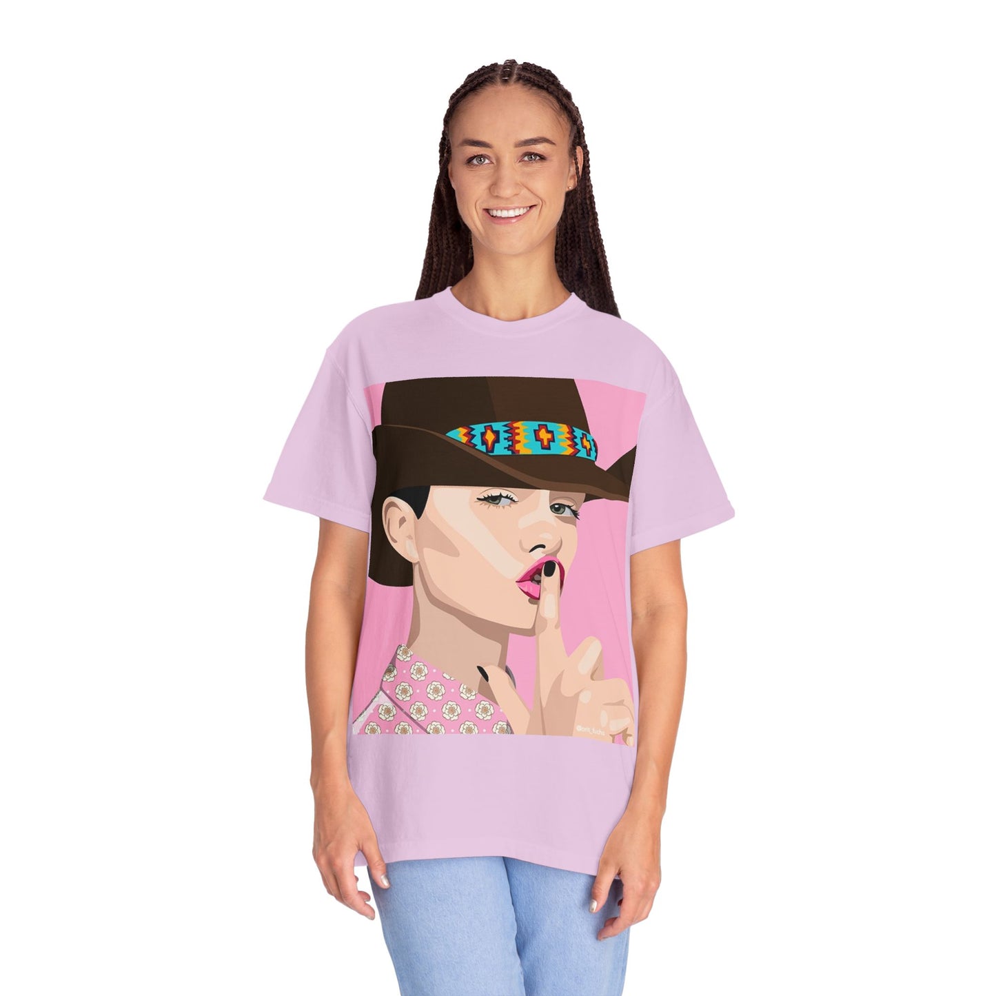 Cowgirl Pop Art T-Shirt — Pink 'Shh' Graphic Tee