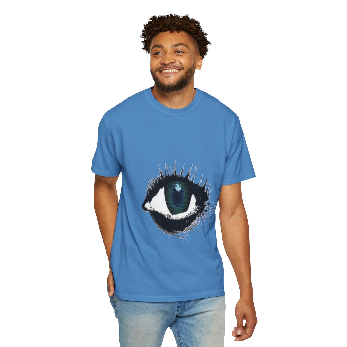 Eye Graphic T-Shirt — Blue Iris Grunge Art Tee