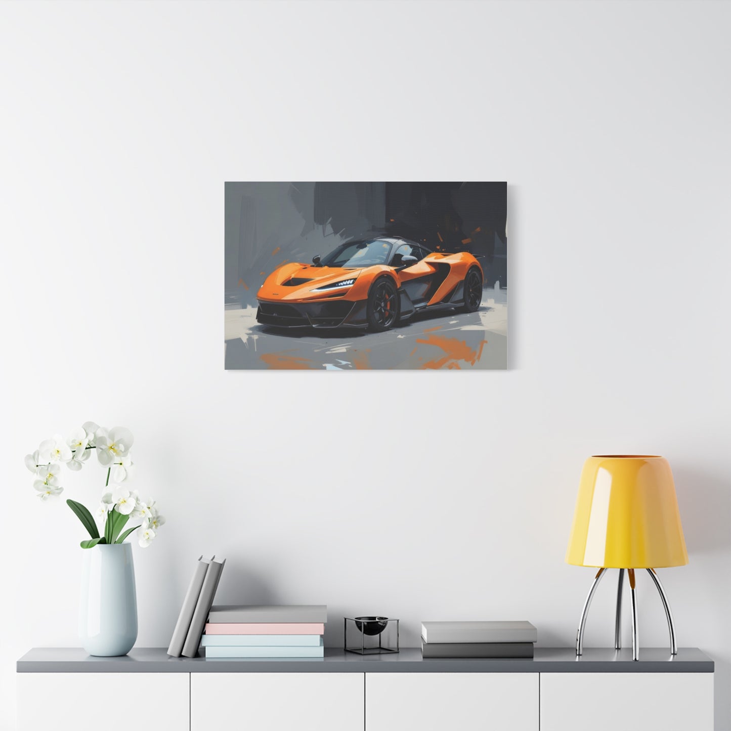 Orange Supercar Matte Canvas Wall Art – Stretched 1.25" Sports Car Print