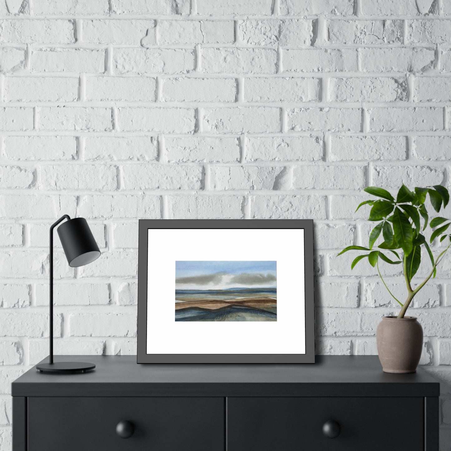 Framed Coastal Landscape Poster — Serene Seascape Wall Art Print