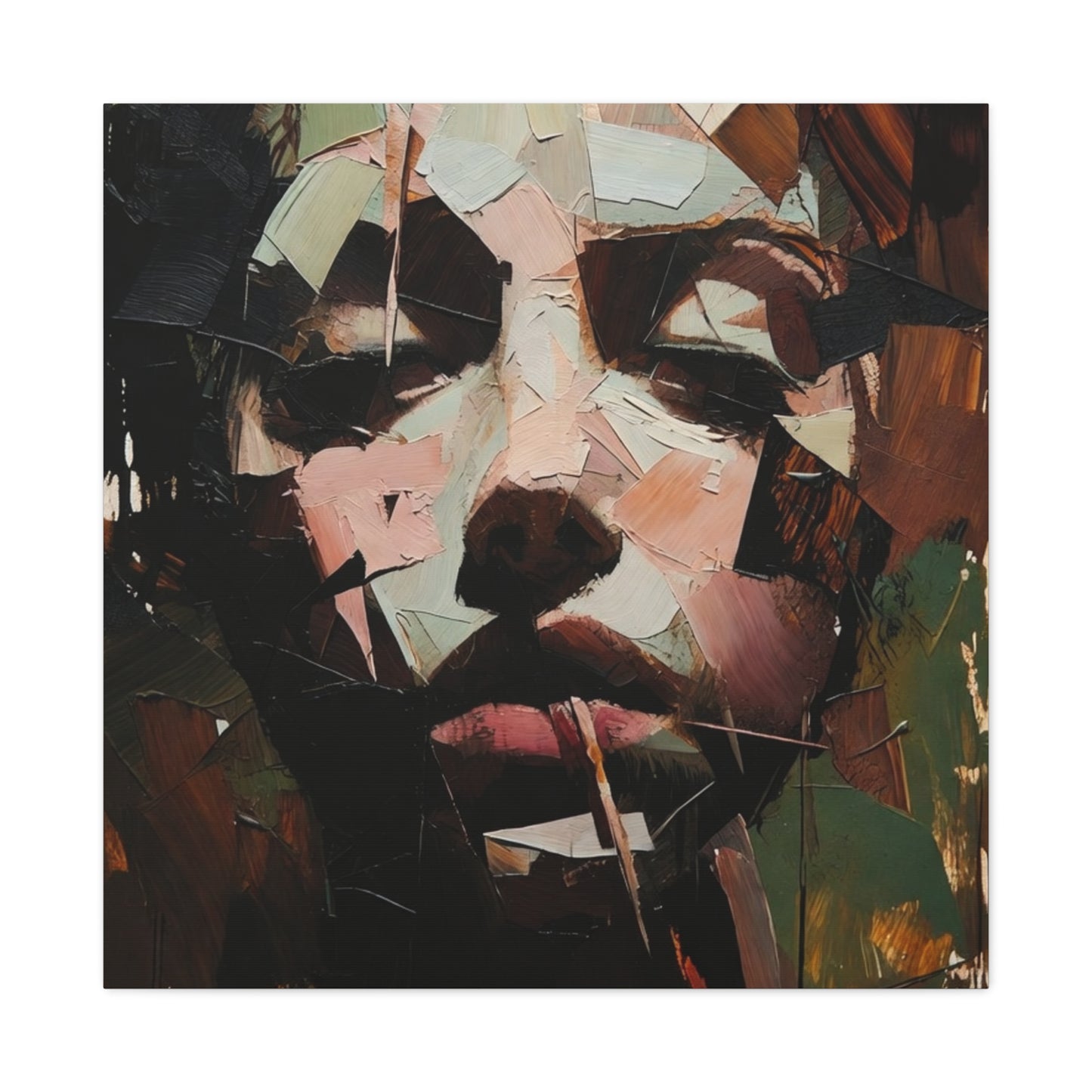 Abstract Portrait Matte Stretched Canvas (1.25") — Contemporary Textured Face Art