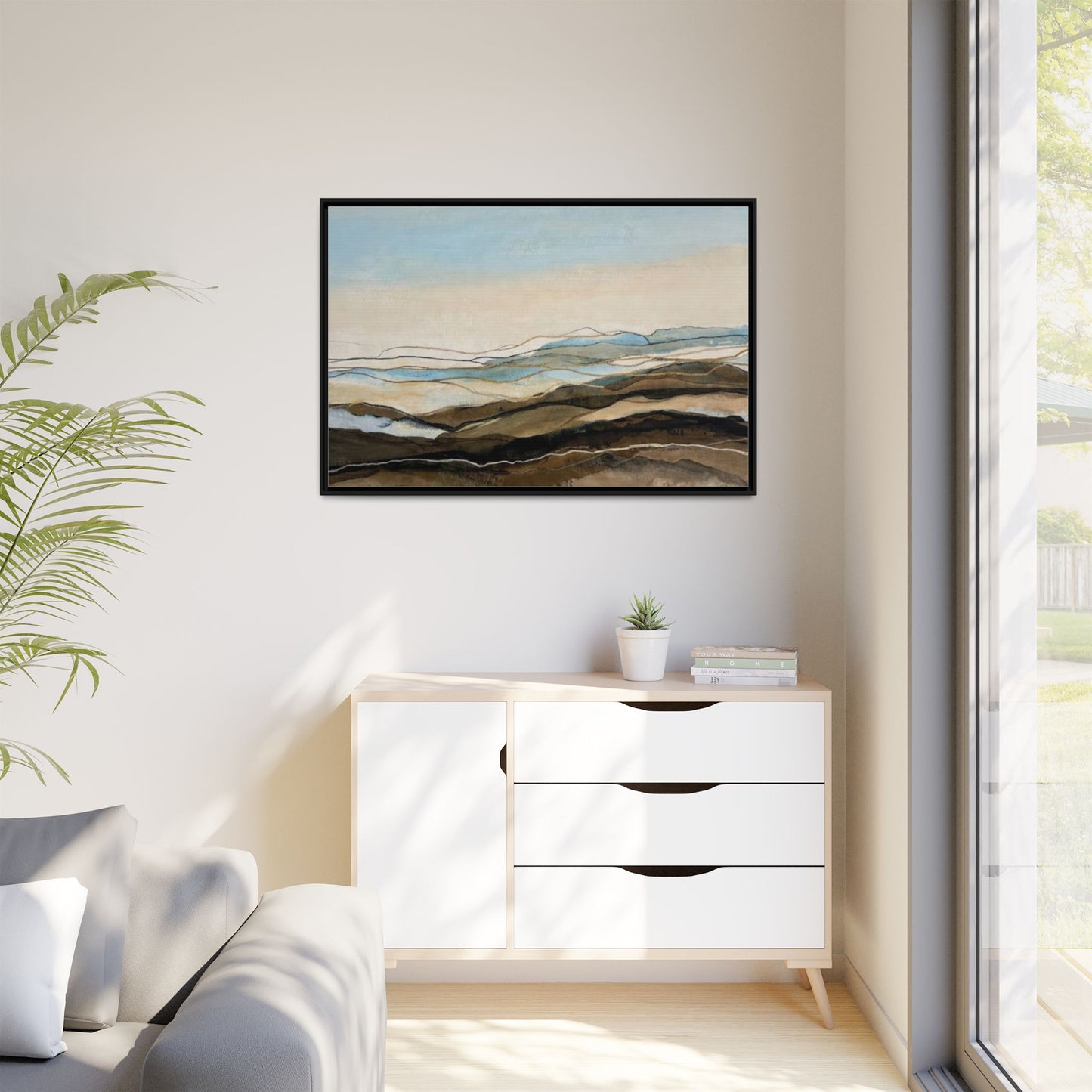 Framed Matte Canvas Print — Abstract Coastal Landscape Wall Art