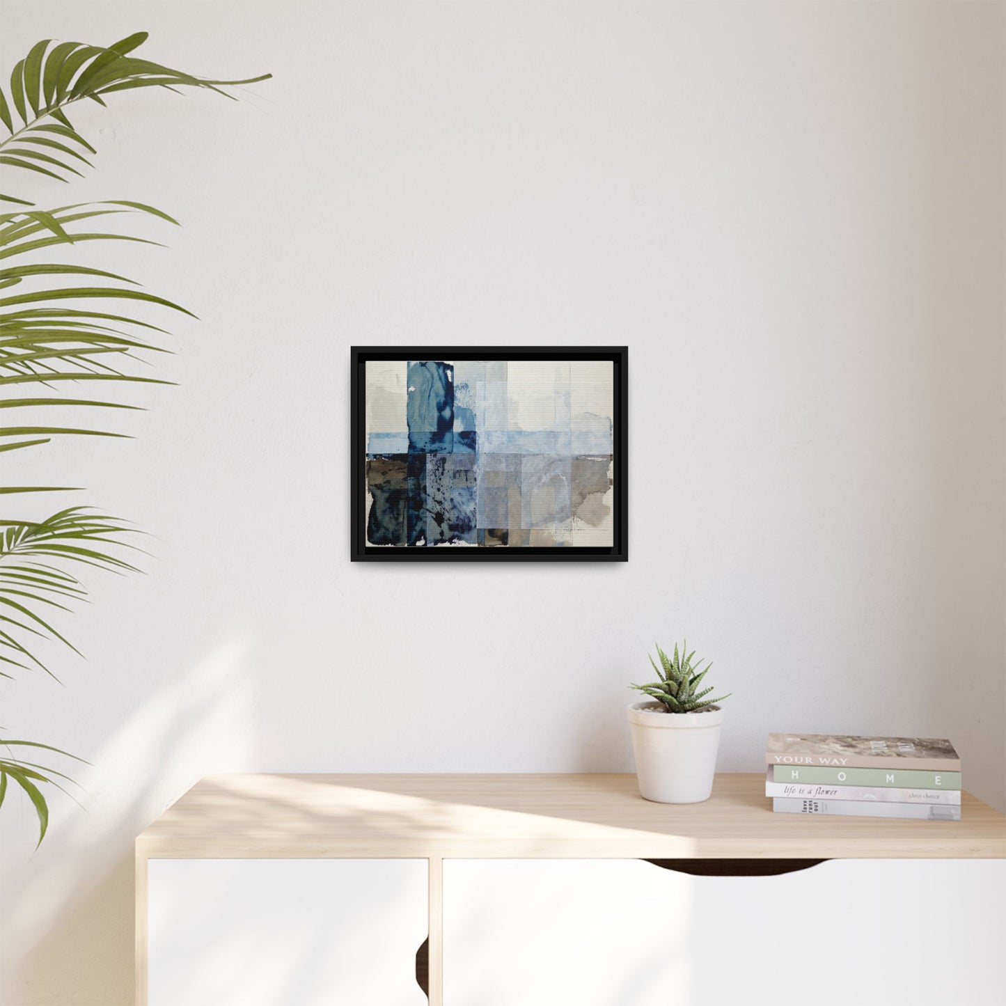 Abstract Coastal Blue Framed Canvas Art