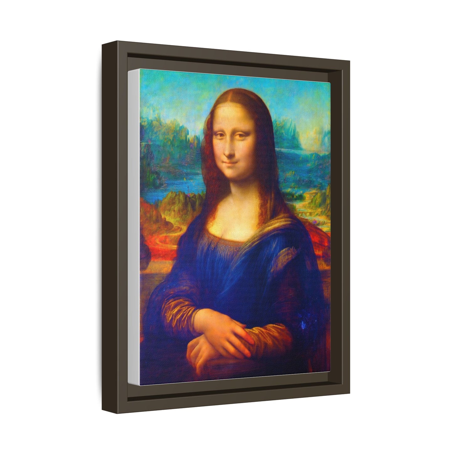 Framed Matte Canvas Print — Colorful Mona Lisa Wall Art