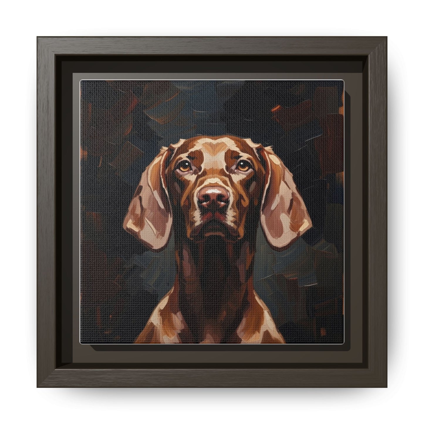 Framed Matte Canvas Dog Portrait – Brown Vizsla Wall Art
