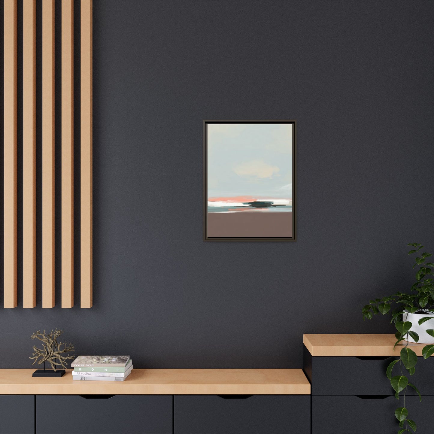 Framed Matte Canvas Print — Soft Coastal Abstract Landscape