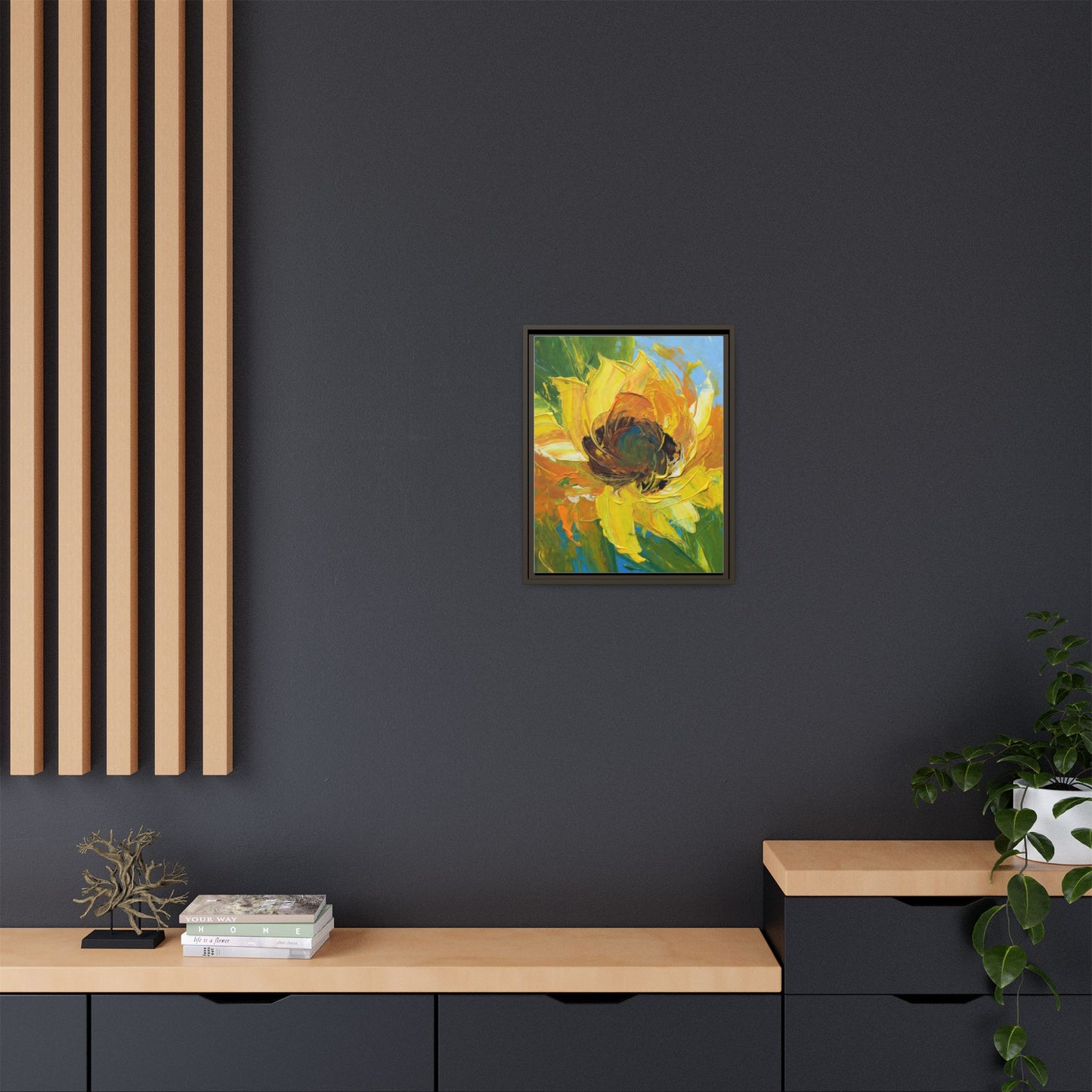 Framed Sunflower Abstract Matte Canvas Print
