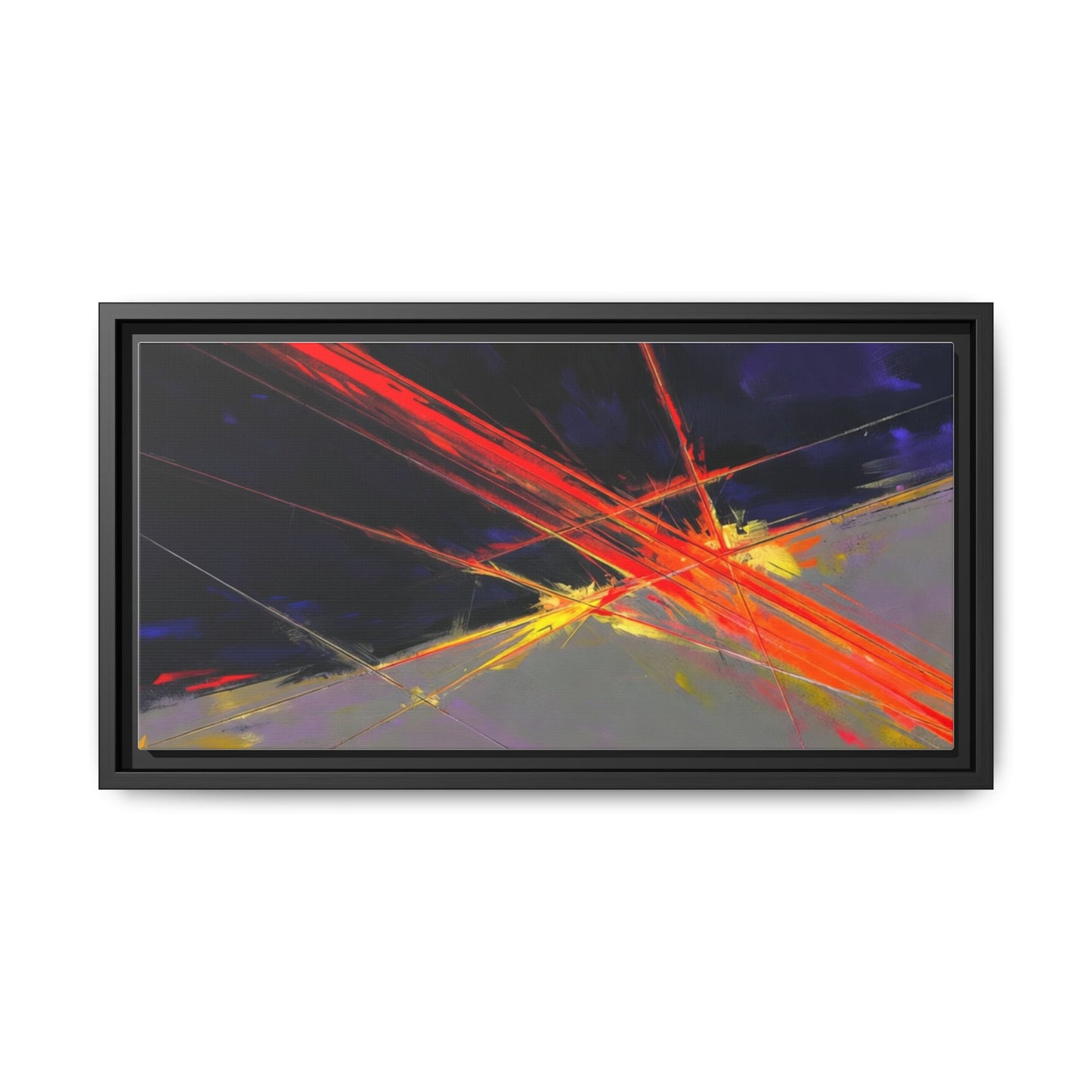 Abstract Red Streaks Framed Matte Canvas Art — Modern Multi‑Color Wall Decor